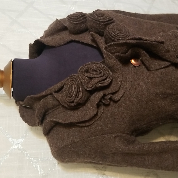 Marisa Christina Sweater Cardigan Womens Size Medium Brown Wool Y2K Fall - Picture 6 of 9